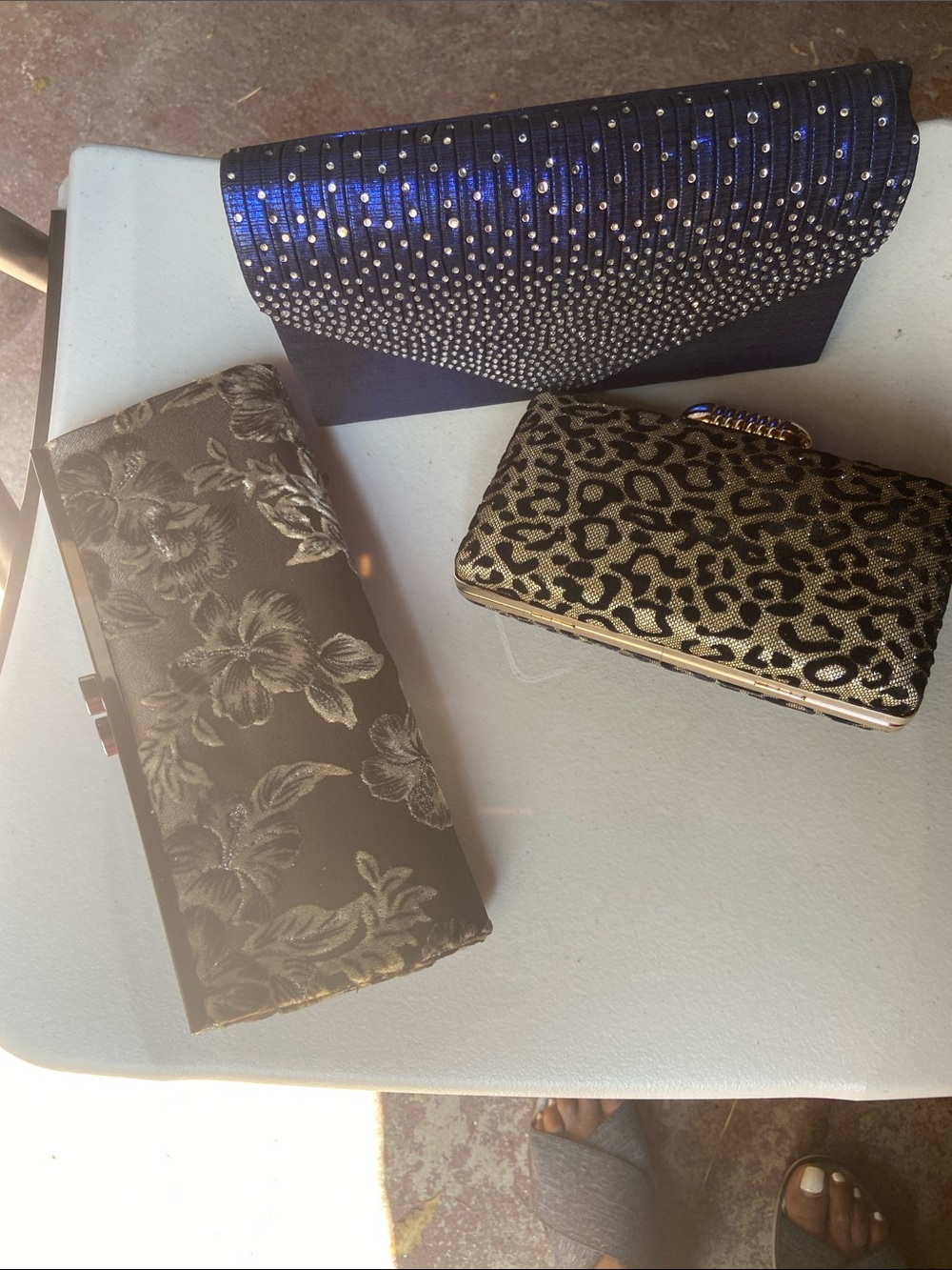 Blue Rhinestone-Trim Evening Clutch. All 3 for 1 price - Picture 2 of 2